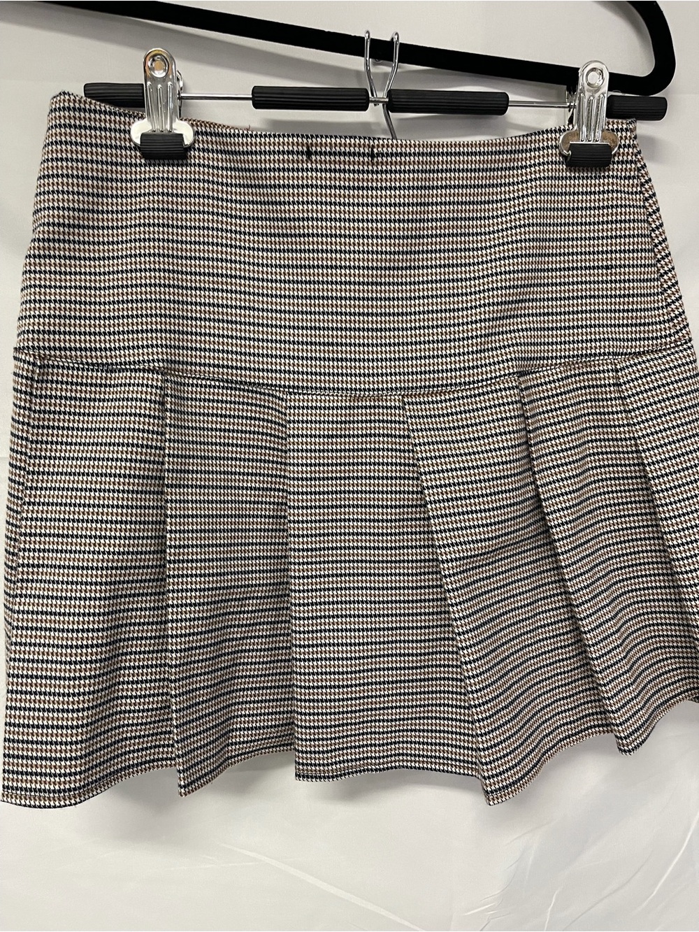 Preppy Houndstooth Pleated Mini Skirt Size M